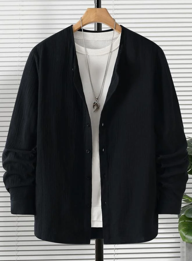 تايك تو قميص بملمس بارز وأكمام طويلة